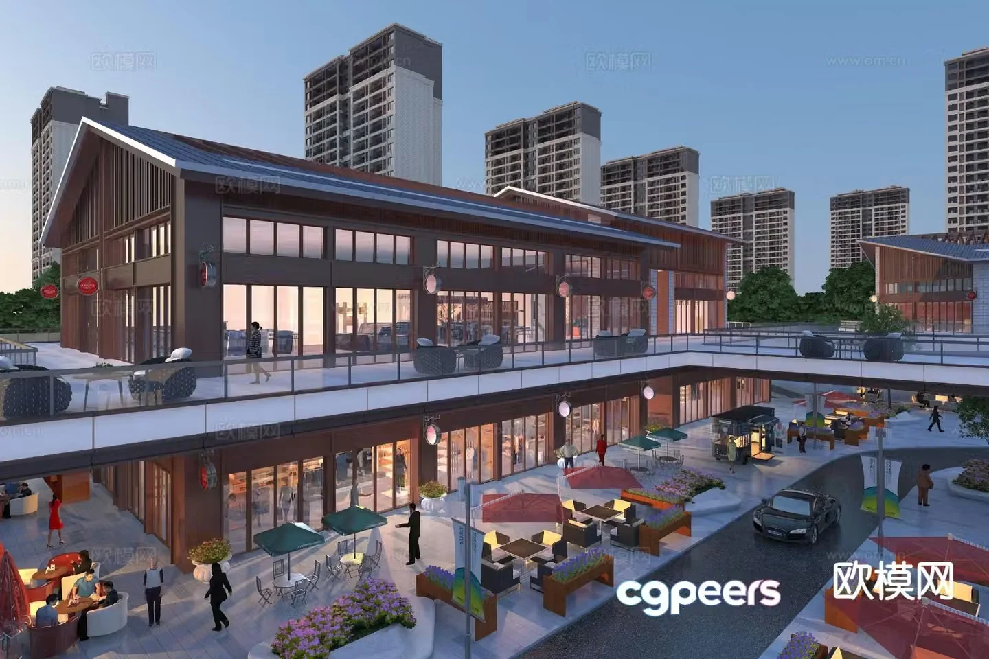 New Chinese style commercial street pedestrian street 3D model