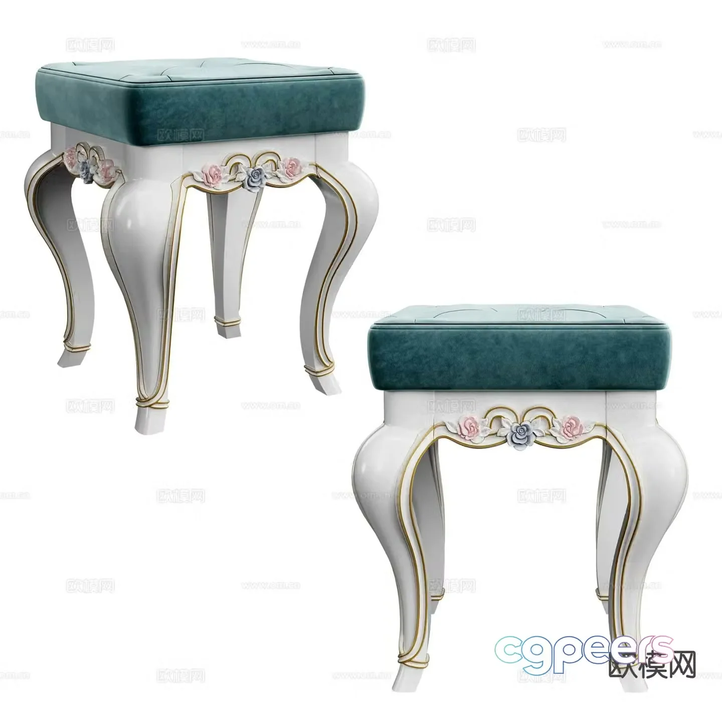 European classical sofa stool stool makeup stool 3d model