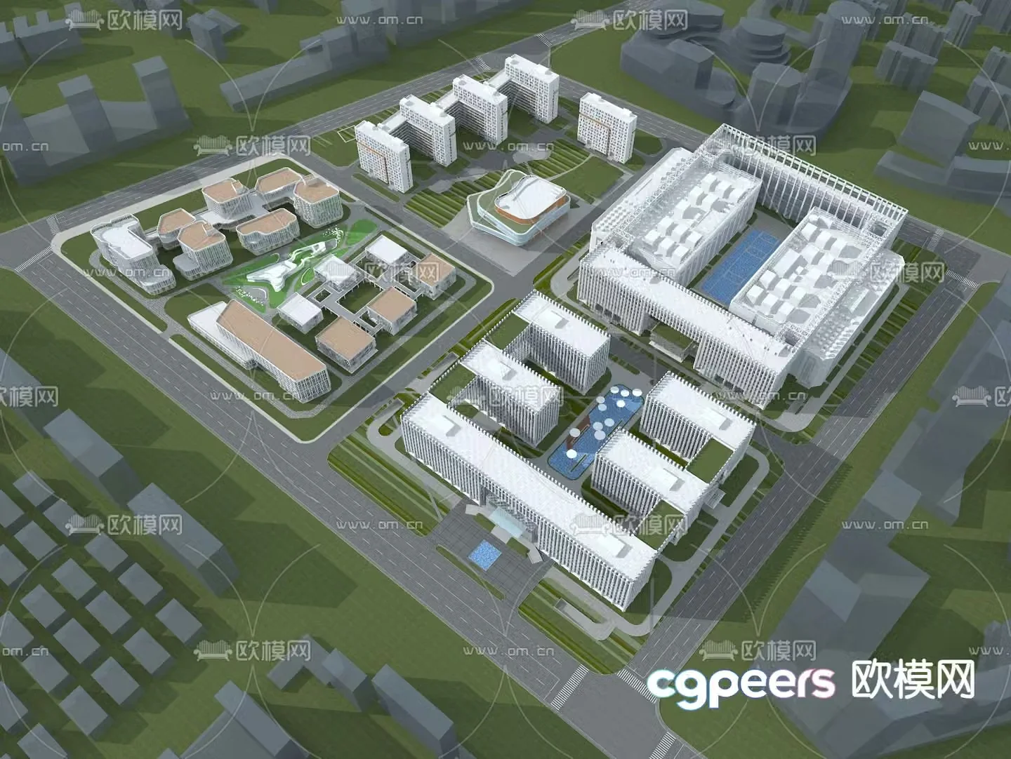 Science and Technology Industrial Park Entrepreneurship Park aerial view 3D model