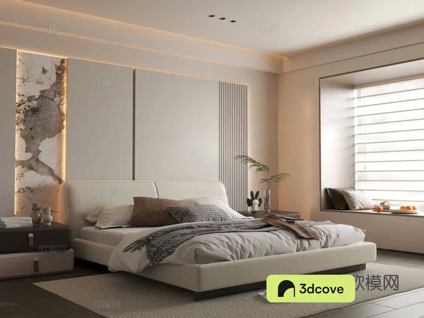 Modern bedroom Simple bedroom Bedding combination Bedroom background wall