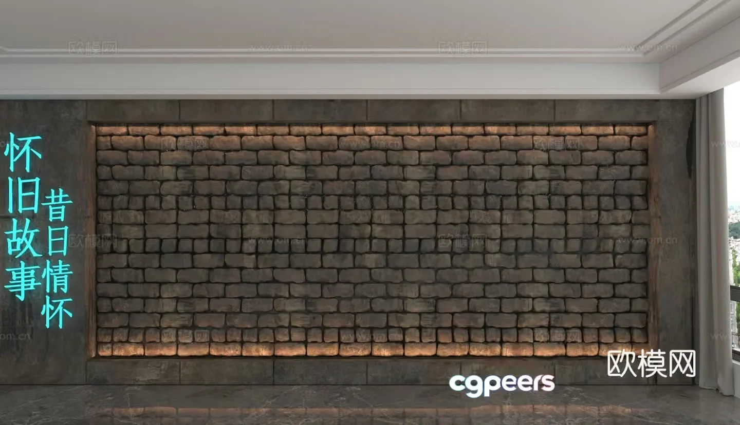 Modern background wall 3d model