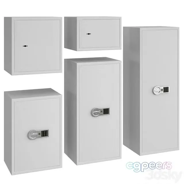 3ds Max Free – Safe kit (different sizes with combination lock and key)