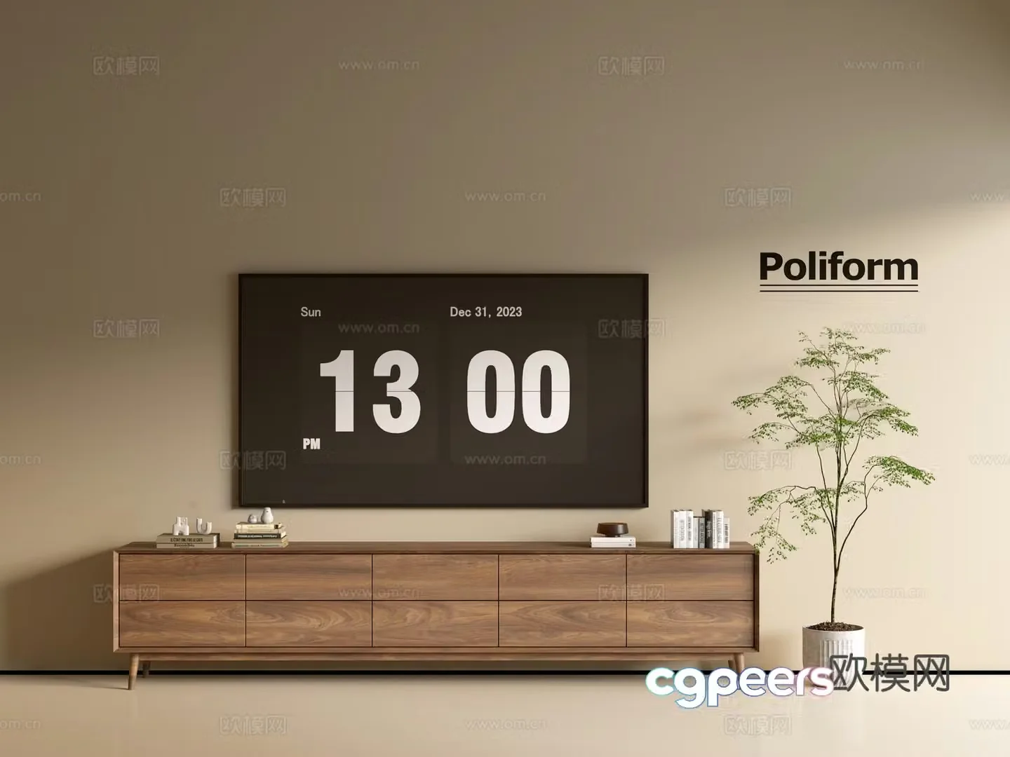 Modern wood grain TV cabinet simple side cabinet chest of drawers low cabinet whole cabinet side cabinet balcony 3D model
