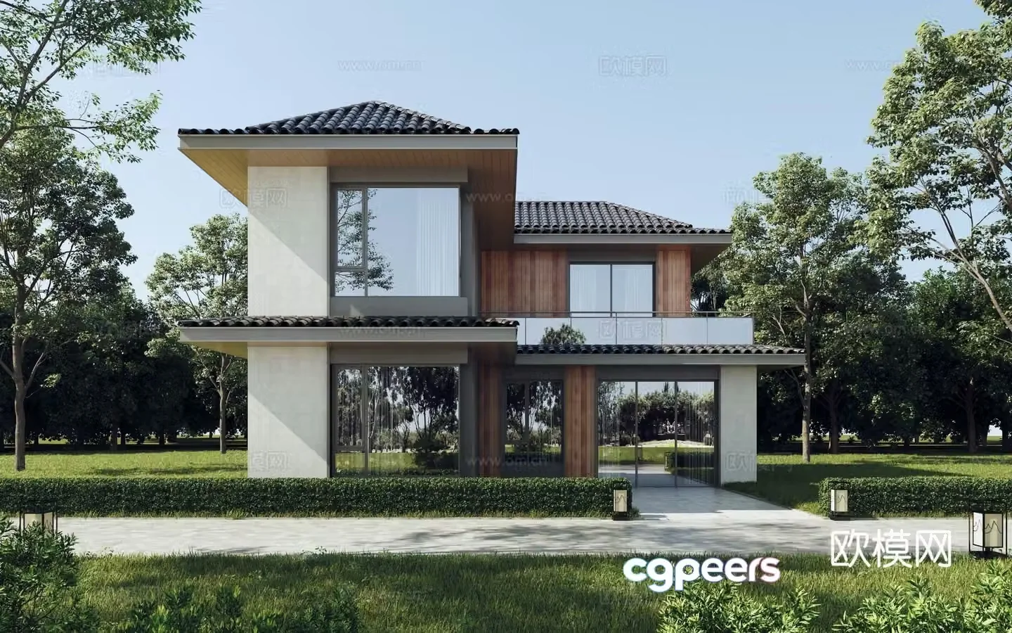New Chinese -style villa 3D model