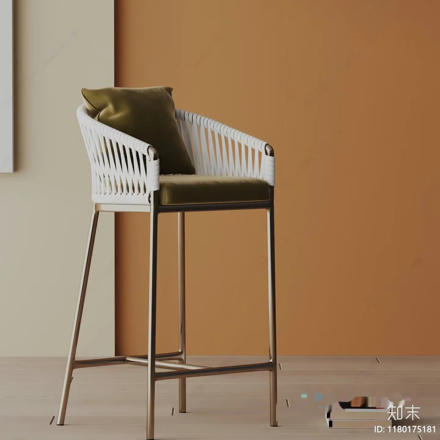 Modern White Bar Stool 3D Model – 10523 – VRAY Render