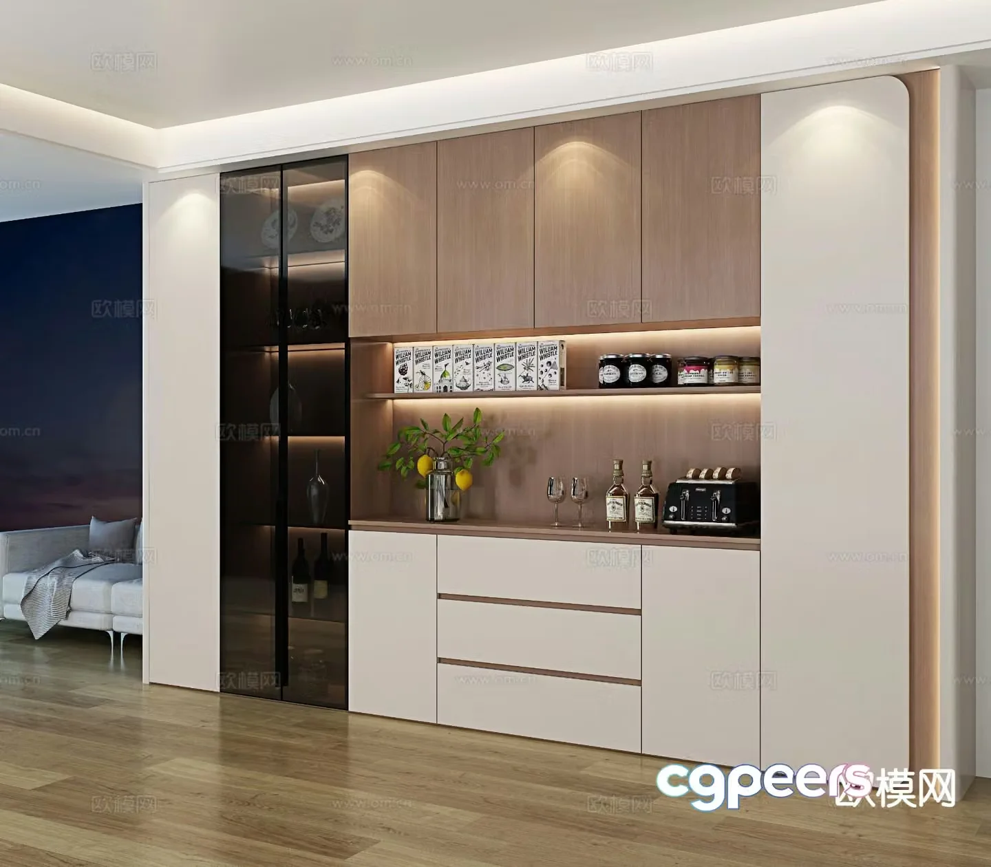 Modern sideboard wine cabinet 3d model