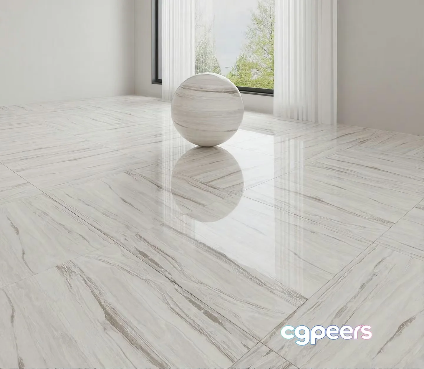 Marble Ball In Room 3D Model – 16189 – VRAY Render