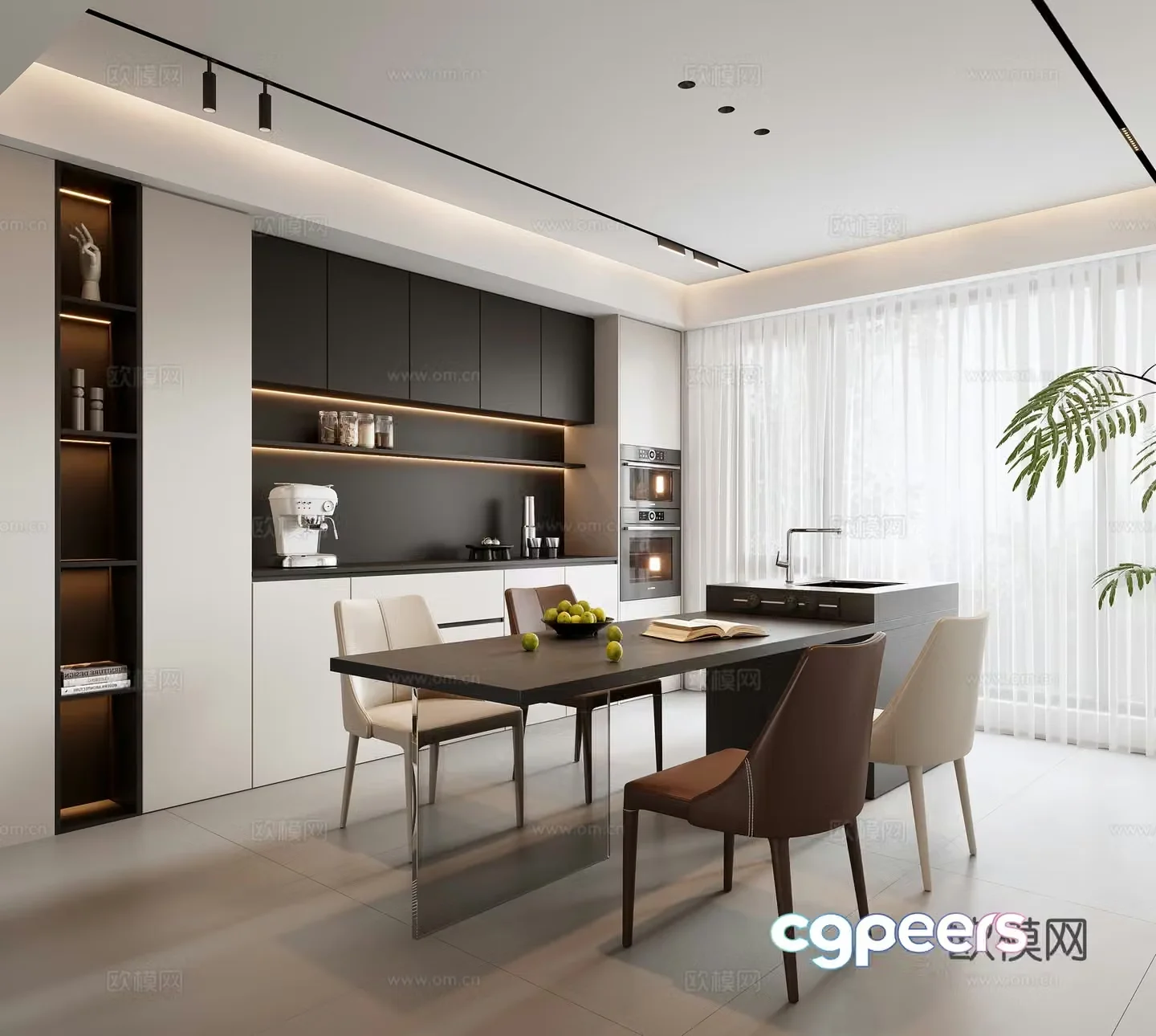Modern island restaurant 3d model