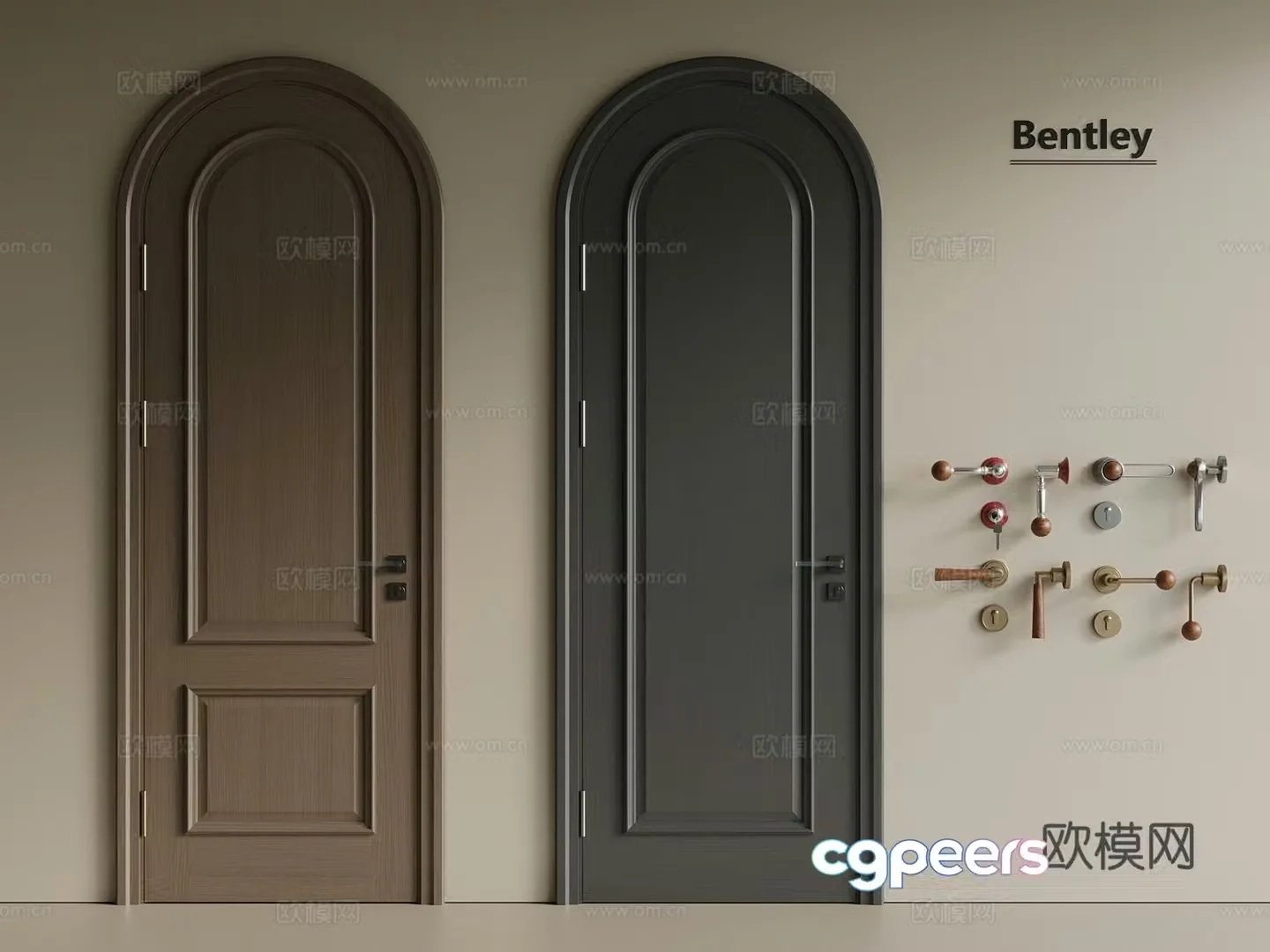 French Italian single-open door wooden door bedroom door interior door solid wood door door 3d model