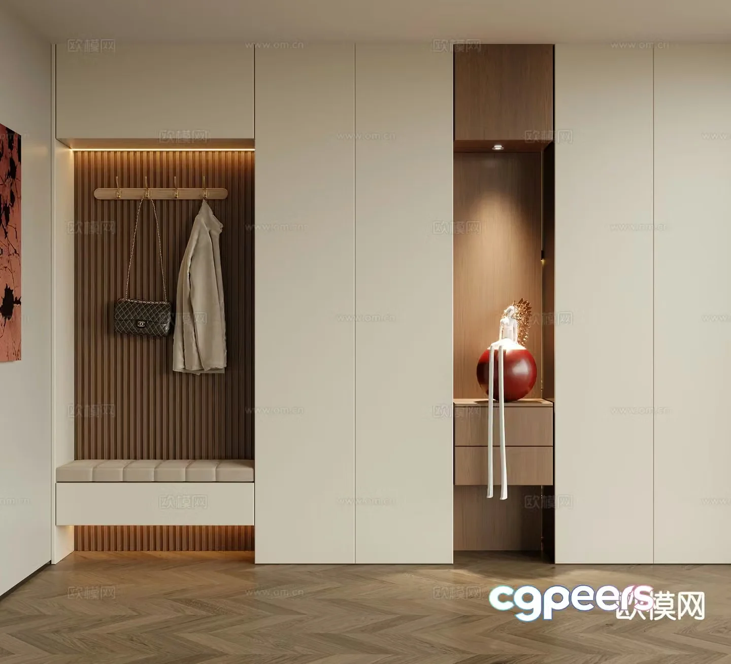Modern entrance shoe cabinet 3d model