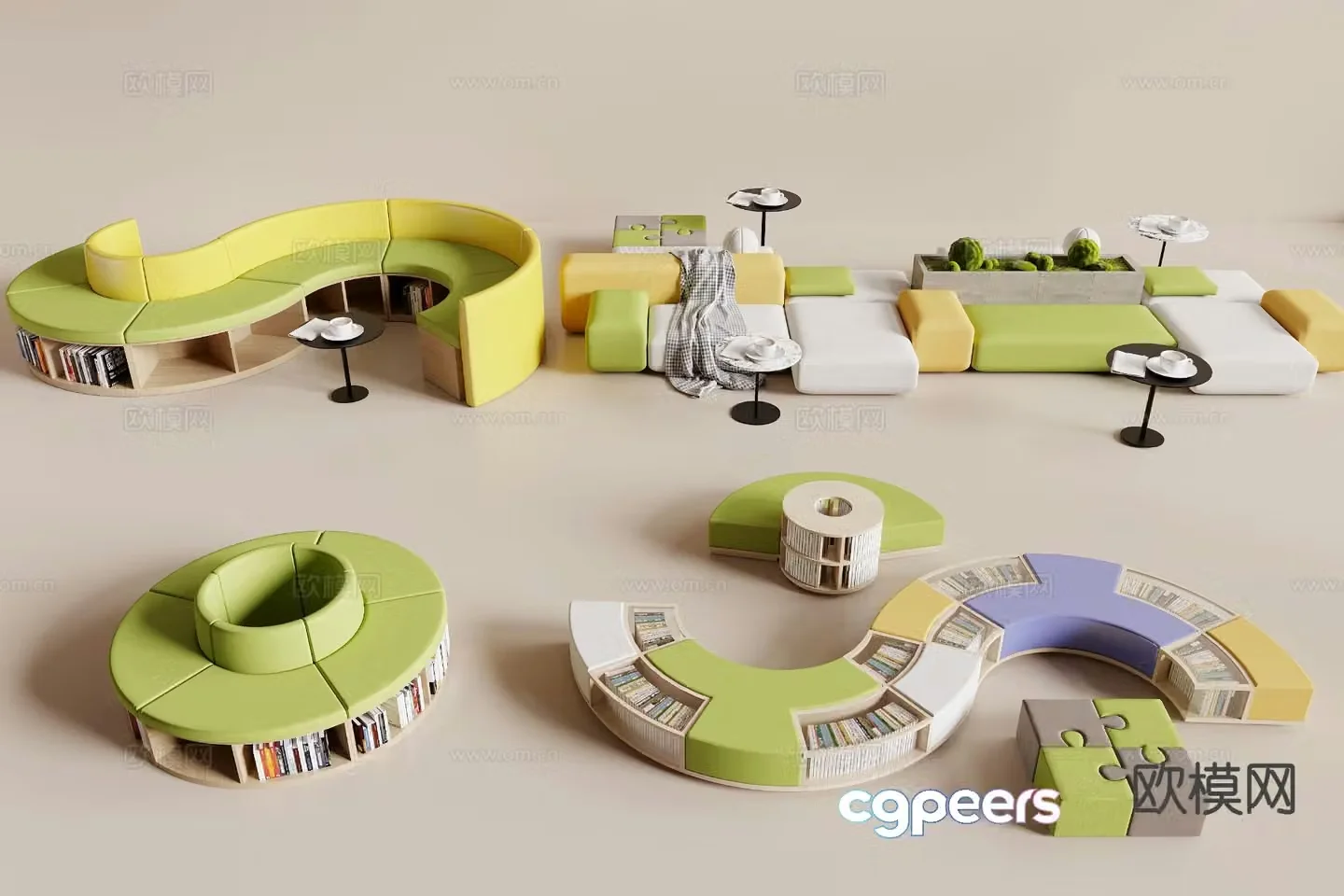 Modern booth sofa 3d model