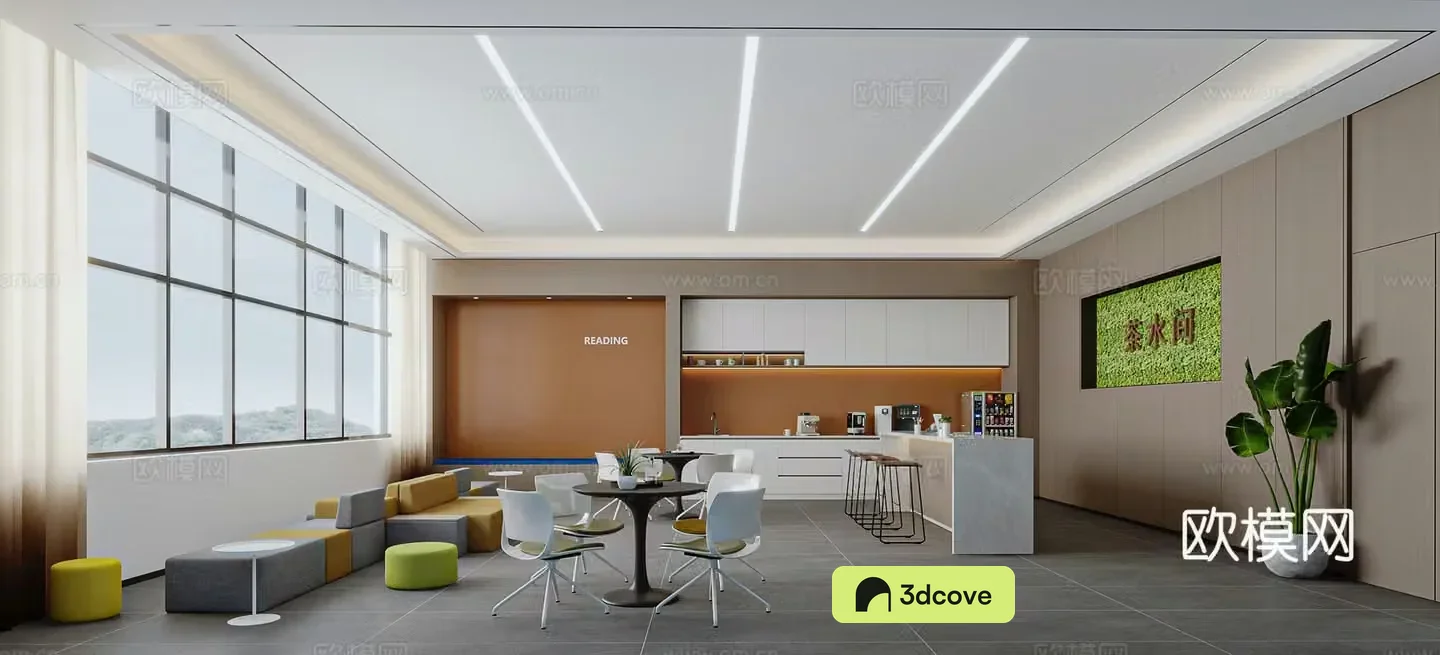 Modern 3D model of tea room