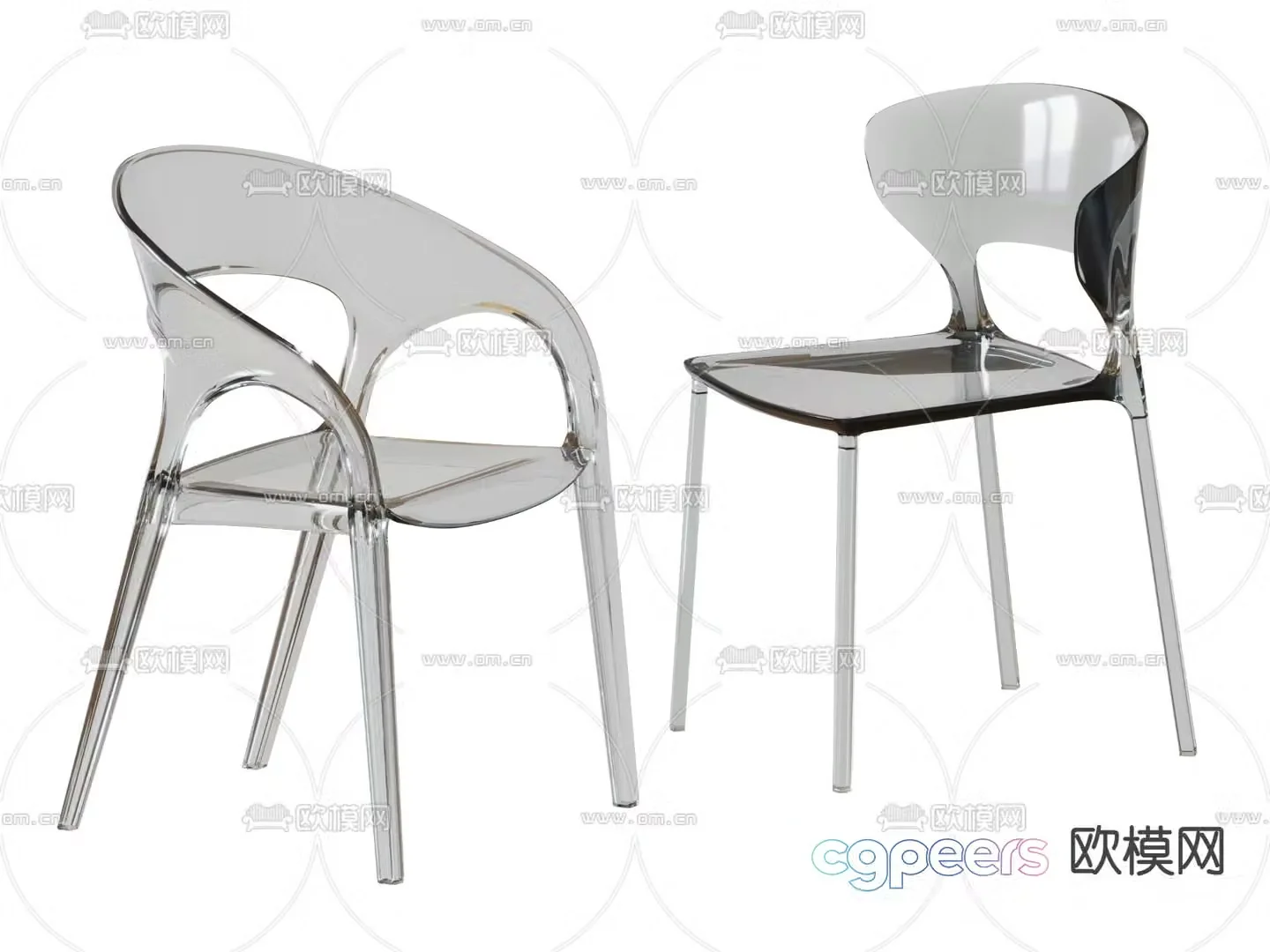 Muuto acrylic chair dining chair 3d model