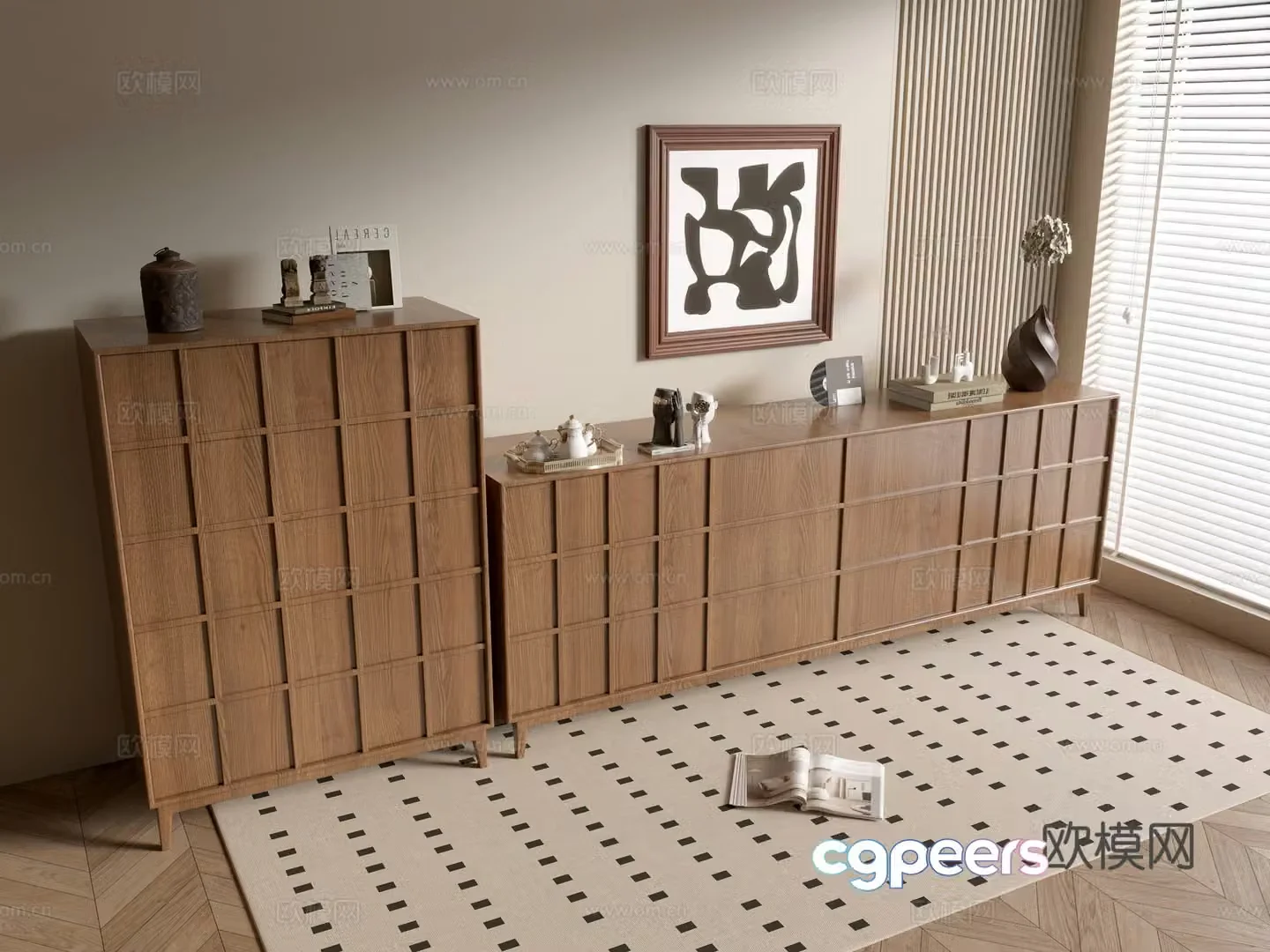 Modern wood grain cabinet minimalist wind cabinet whole cabinet sideboard cabinet balcony cabinet storage cabinet 3d model