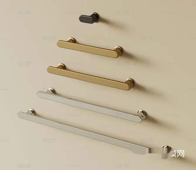 A Collection Of Cabinet Handles 3D Model – 1233 – VRAY Render