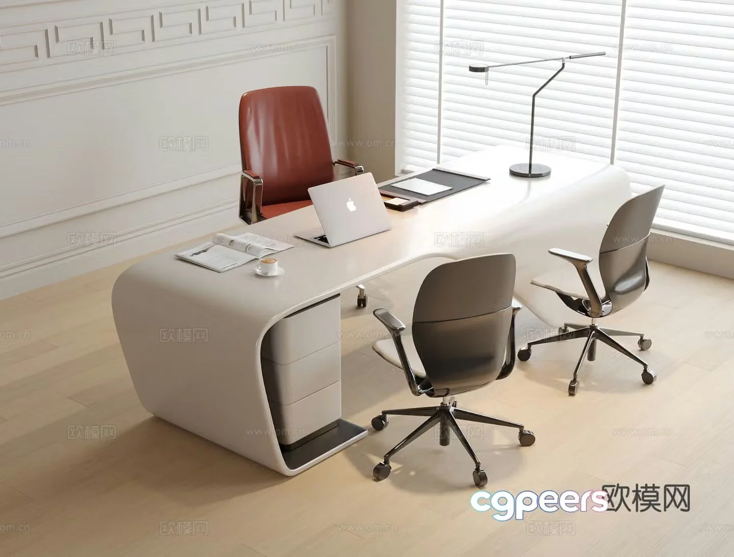 Modern boss desk executive desk 3d model