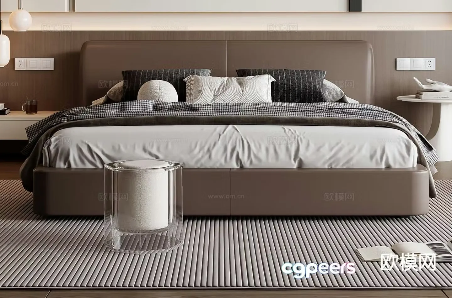 Italian double bed 3d model