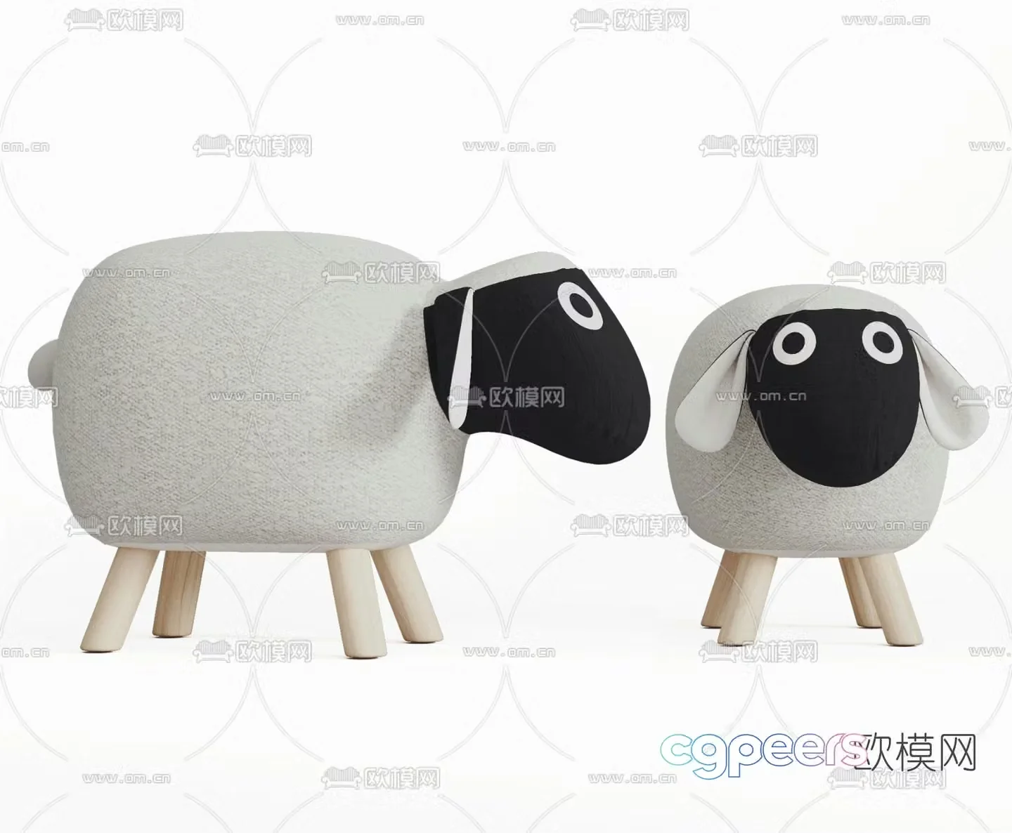 Modern fabric children’s stool 3d model