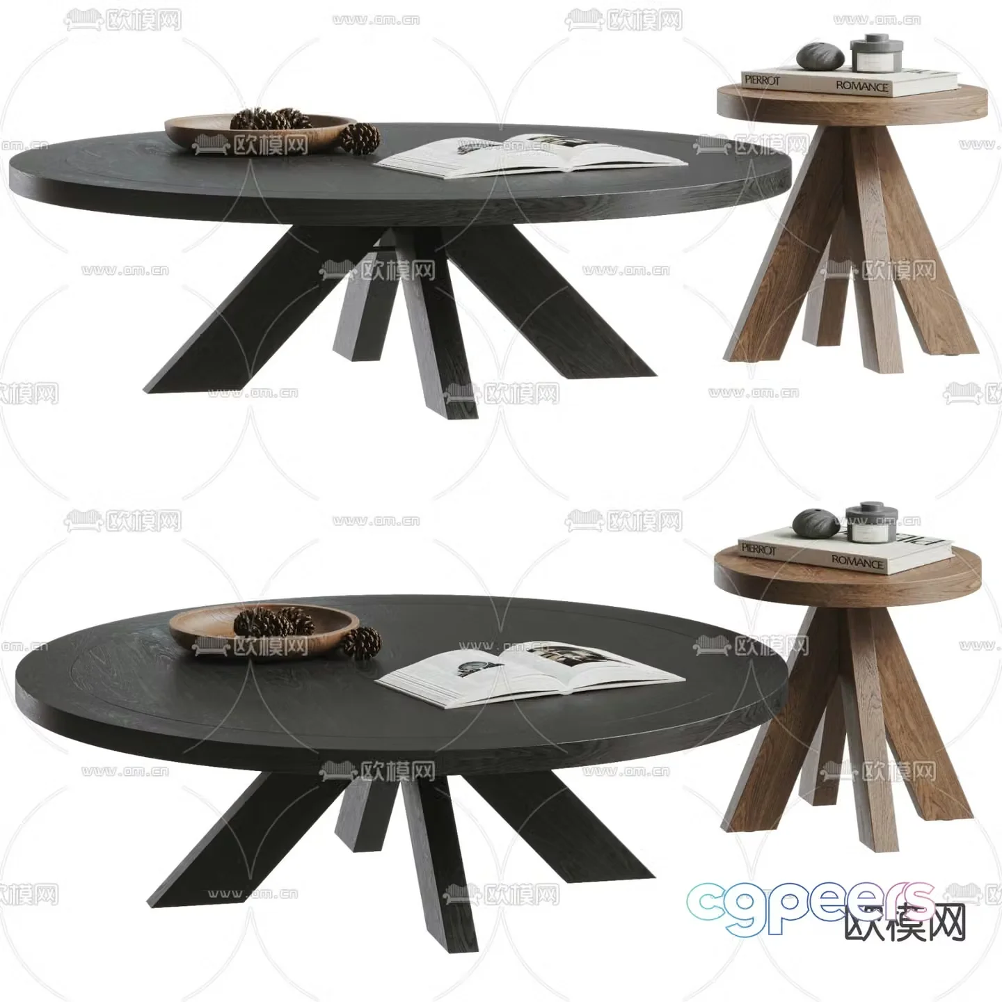 Wabi-sabi coffee table mother-and-son coffee table 3d model