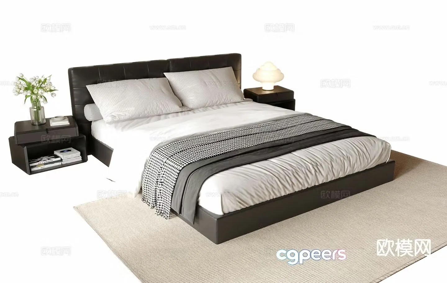 Italian double bed 3d model