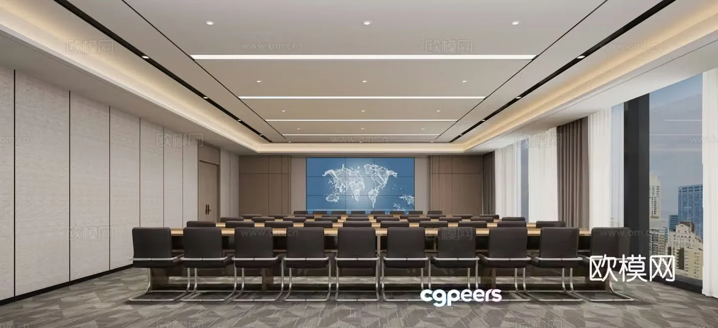 Modern large training room conference room 3d model