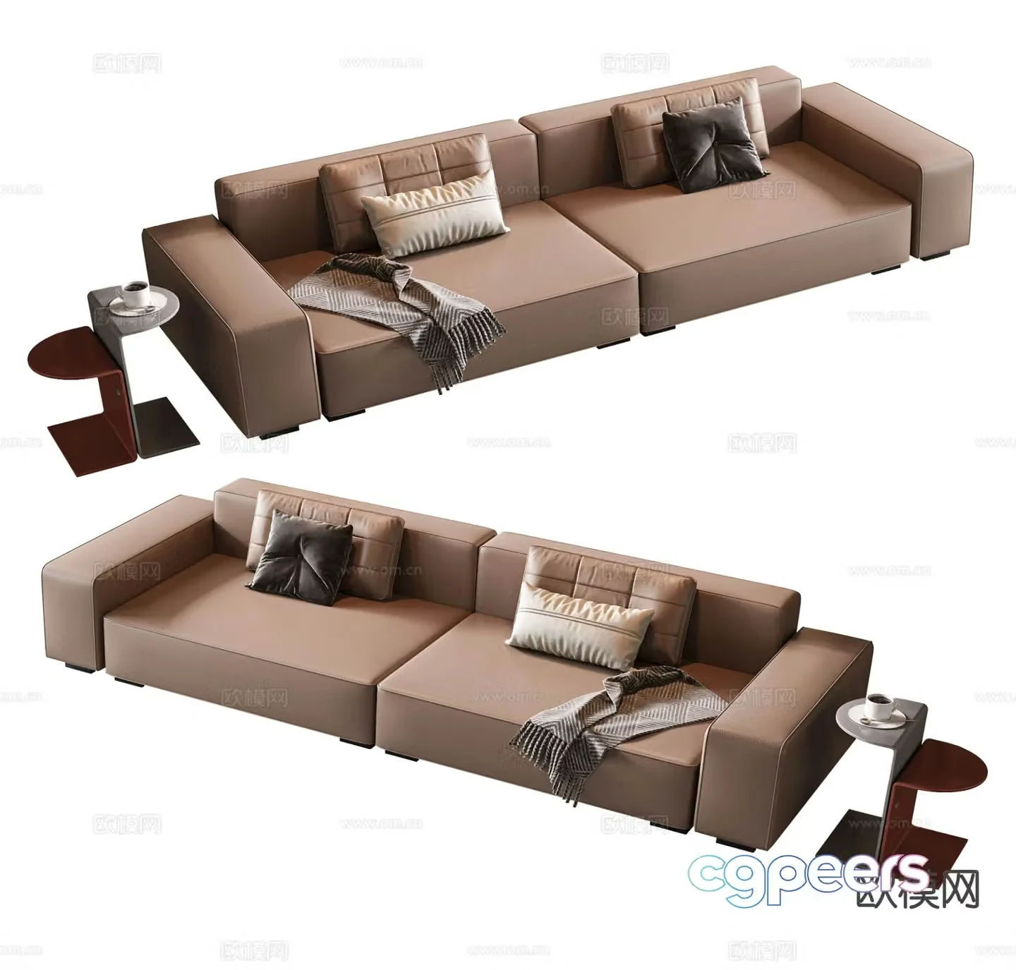 Modern loveseat leather sofa 3d model