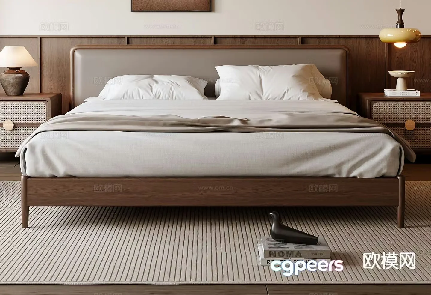 Medieval style double bed 3d model