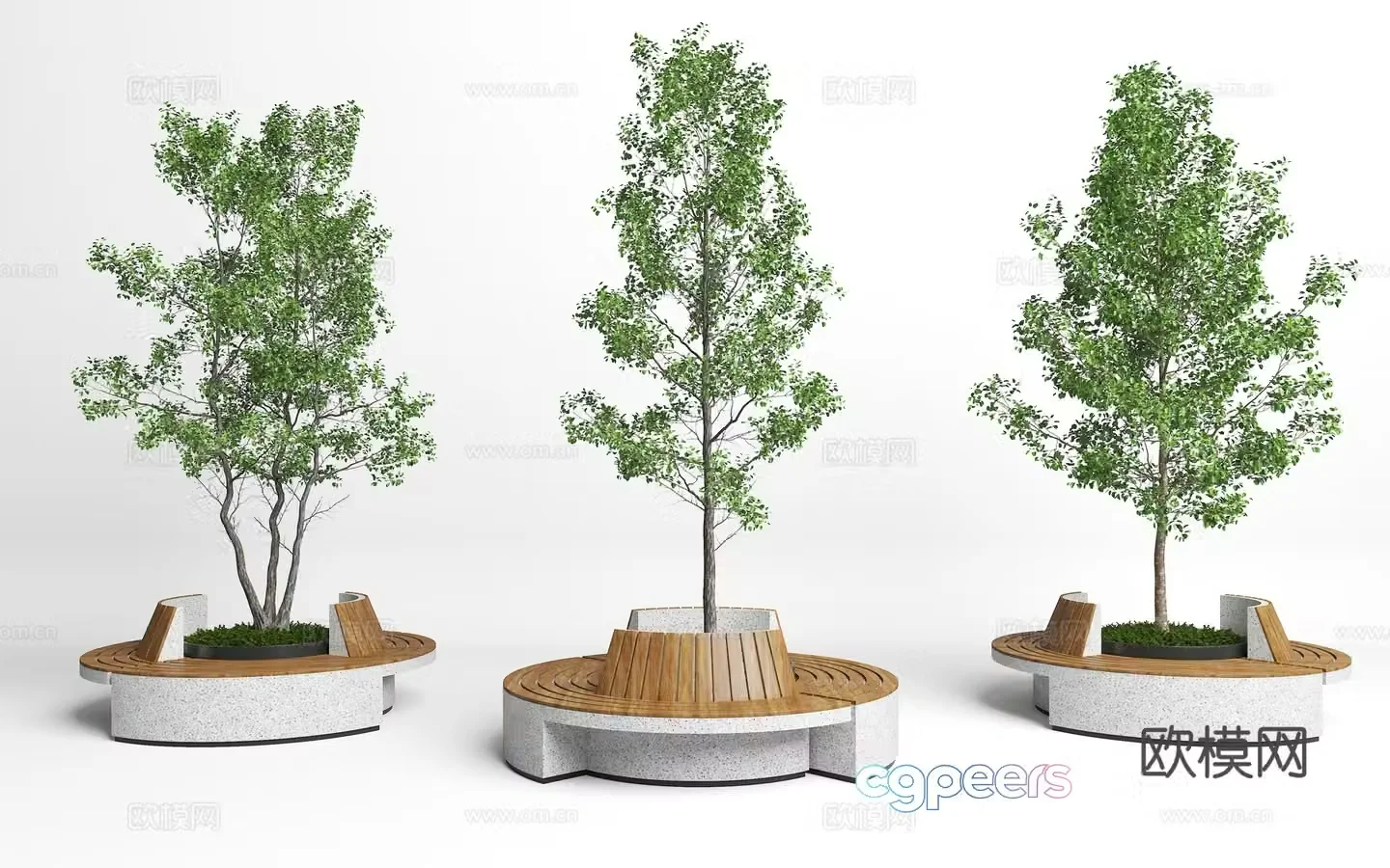 Modern landscape seats Landscape tree pool stool 3D model