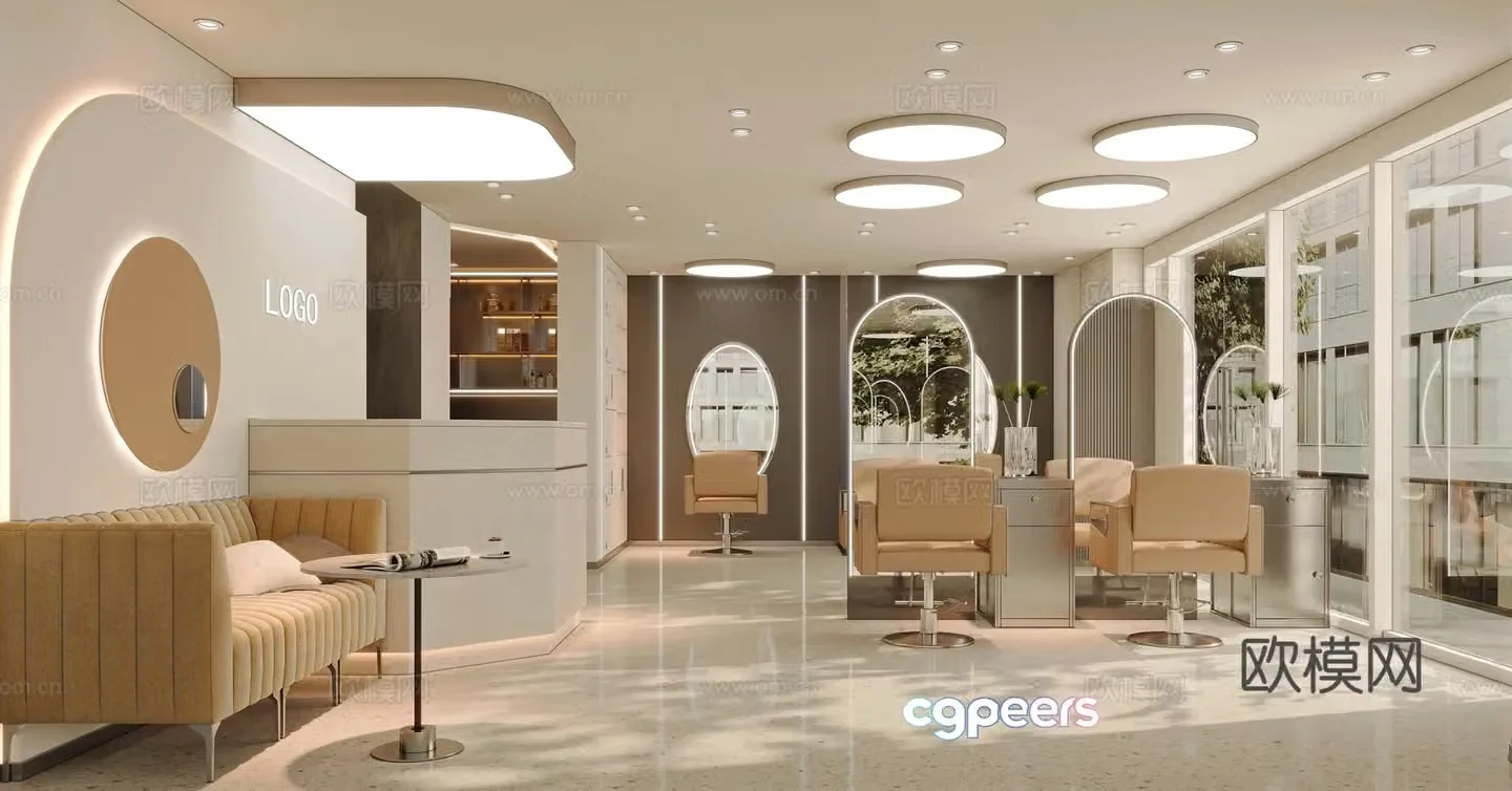 Light luxury barber shop beauty salon 3D model