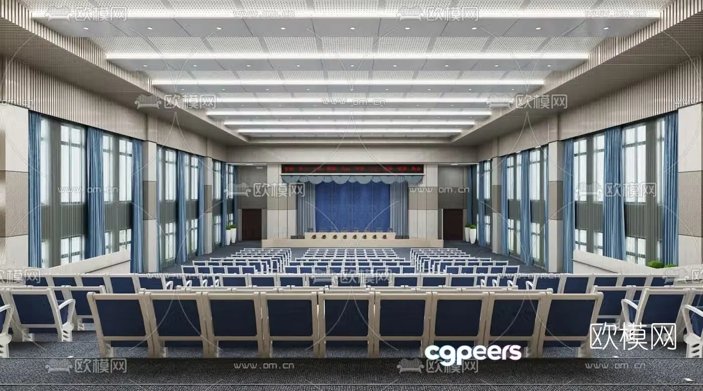 Modern staircase conference hall 3d model