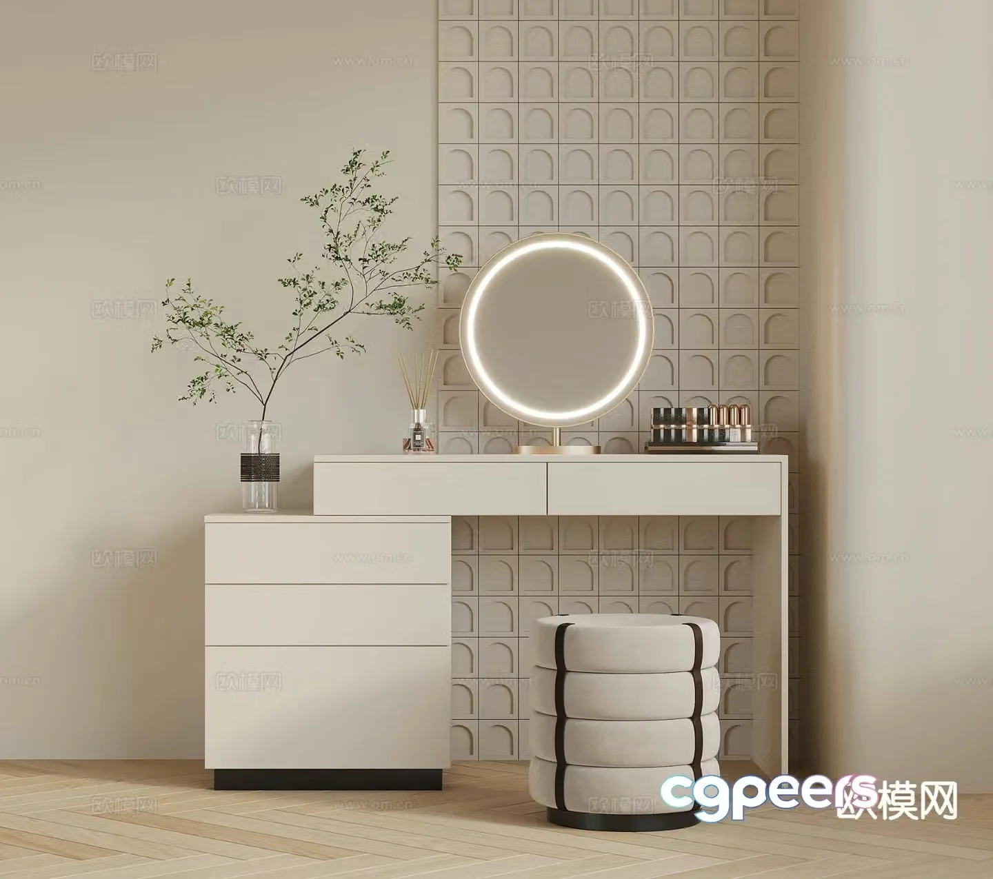 Cream style dresser 3d model