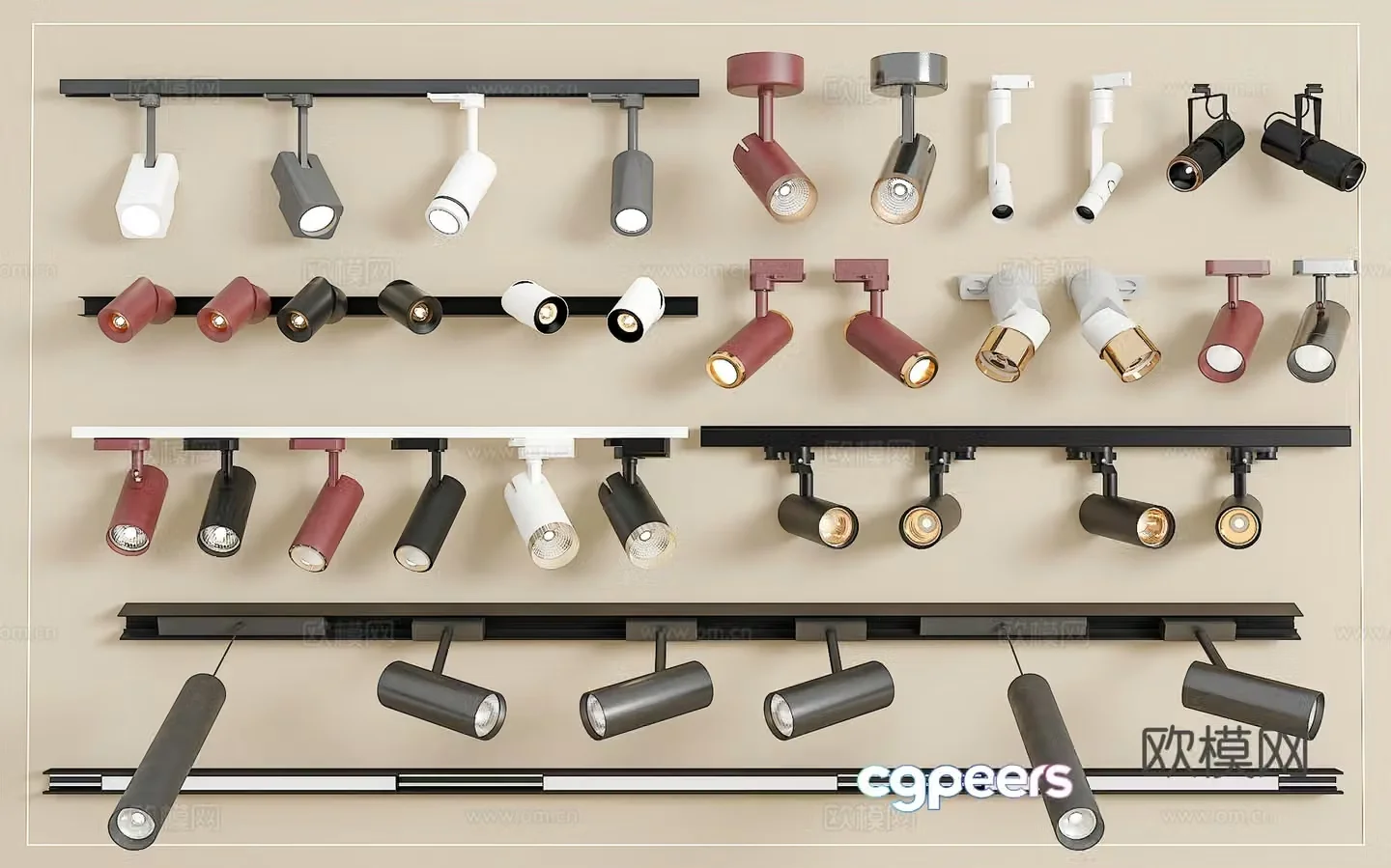 Track spotlight downlight linear lamp embedded downlight magnetic spotlight 3D model