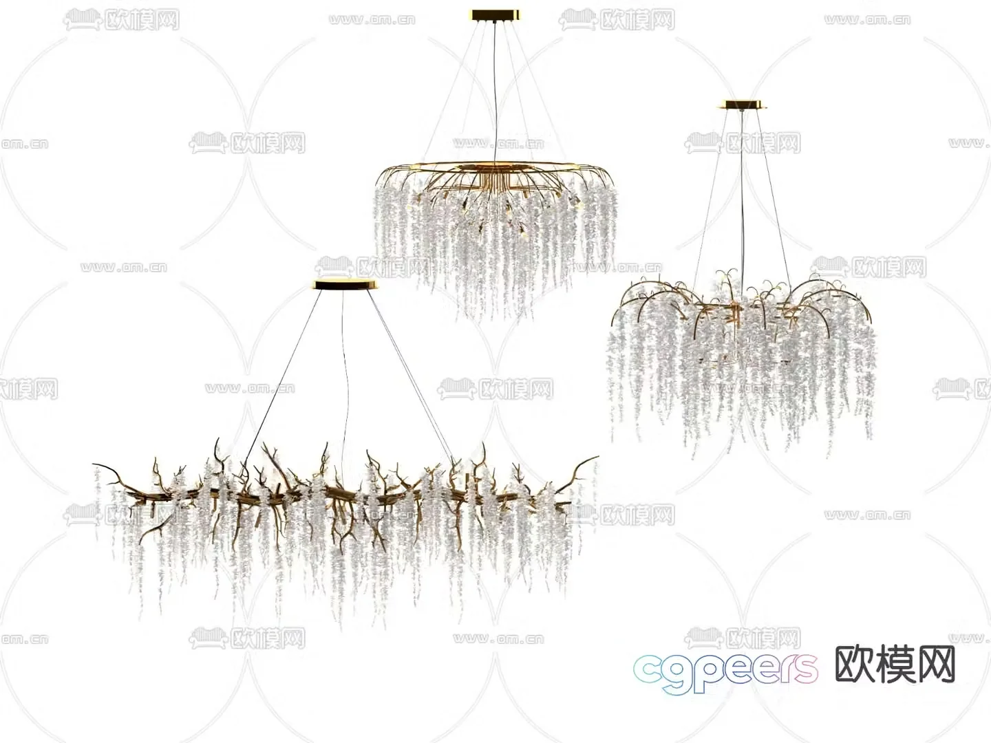 Light luxury chandelier crystal chandelier 3d model