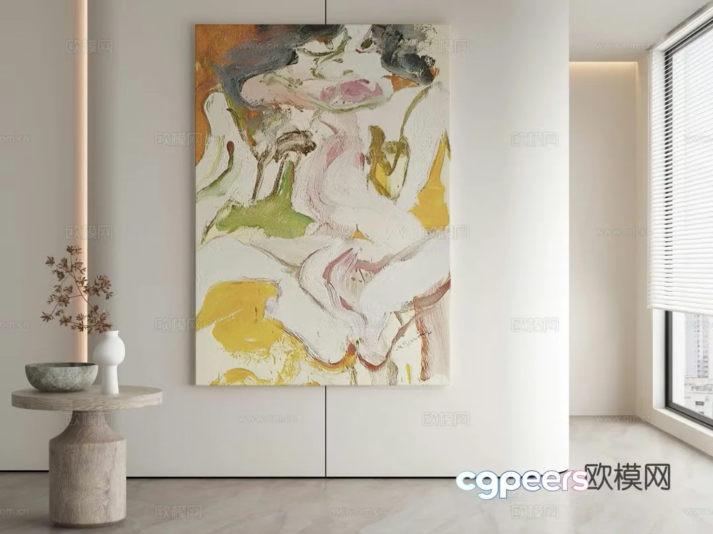 Modern texture painting decorative painting 3d model