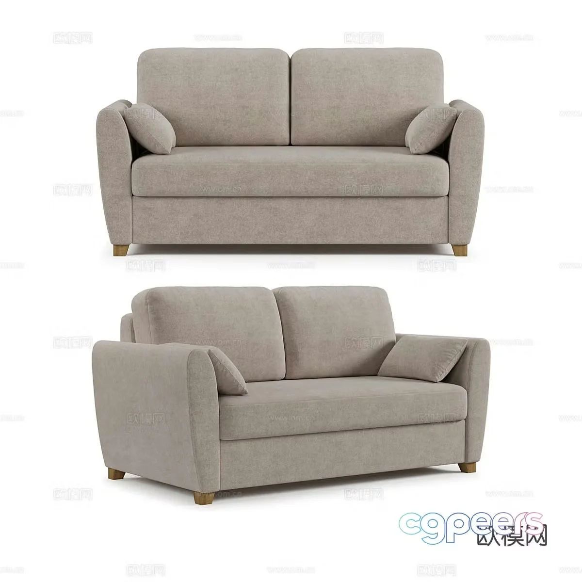 Double sofa upholstered sofa 3d model