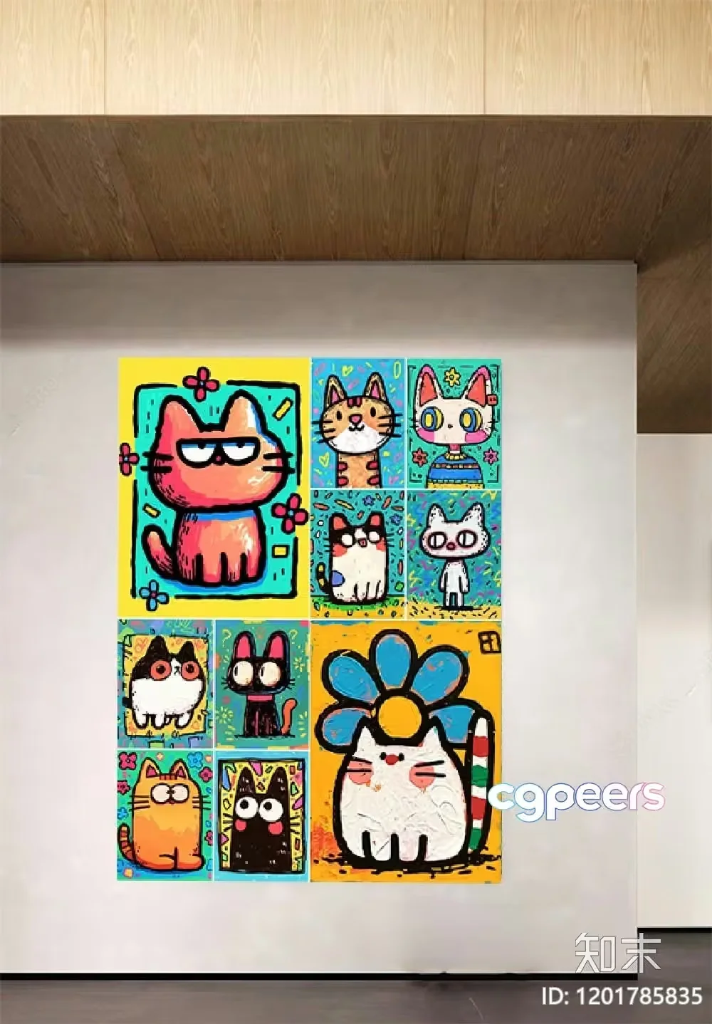 A Collection Of Colorful Cat Art 3D Model – 9687 – VRAY Render