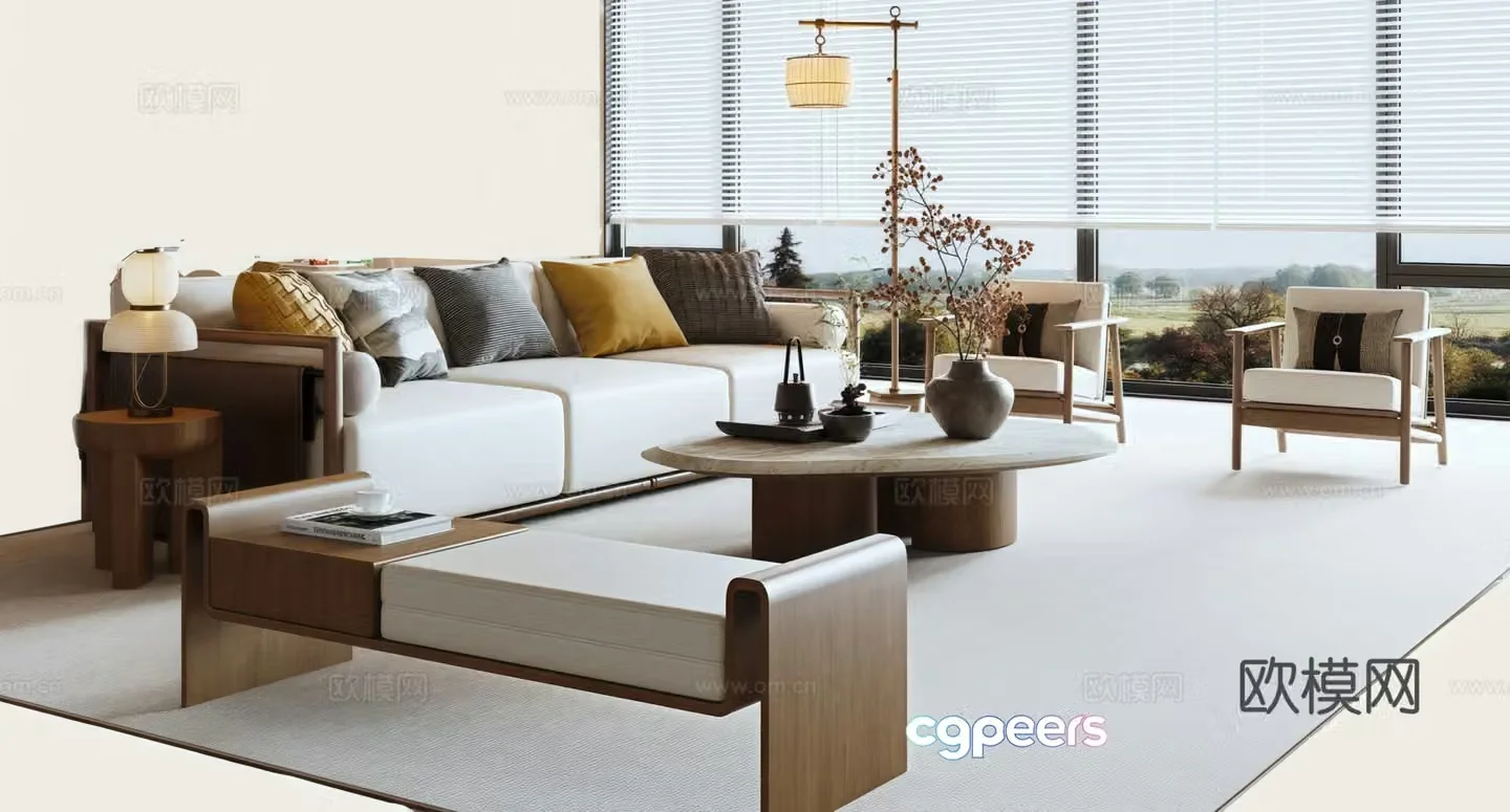 New Chinese sofa coffee table combination 3D model
