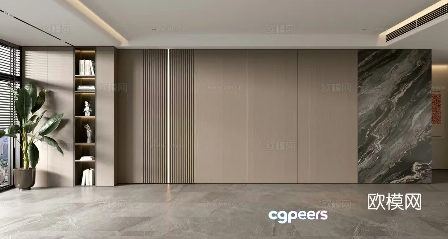Modern Italian living room light luxury sofa background wall sofa background wall villa living room 3d model