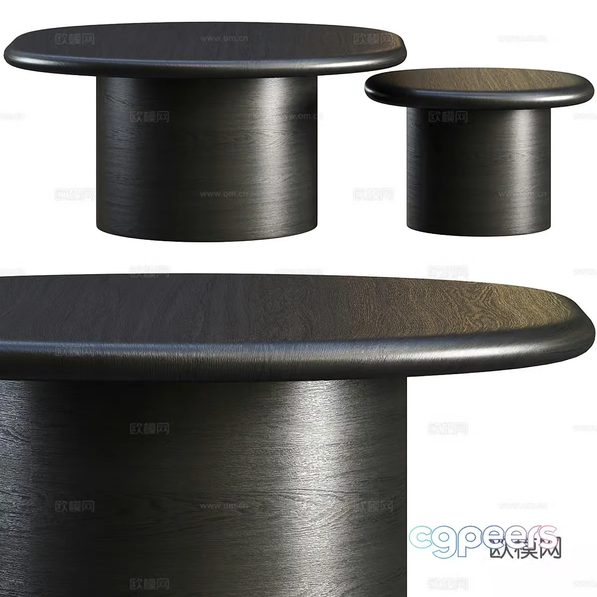 New Chinese style black wood grain coffee table 3D model