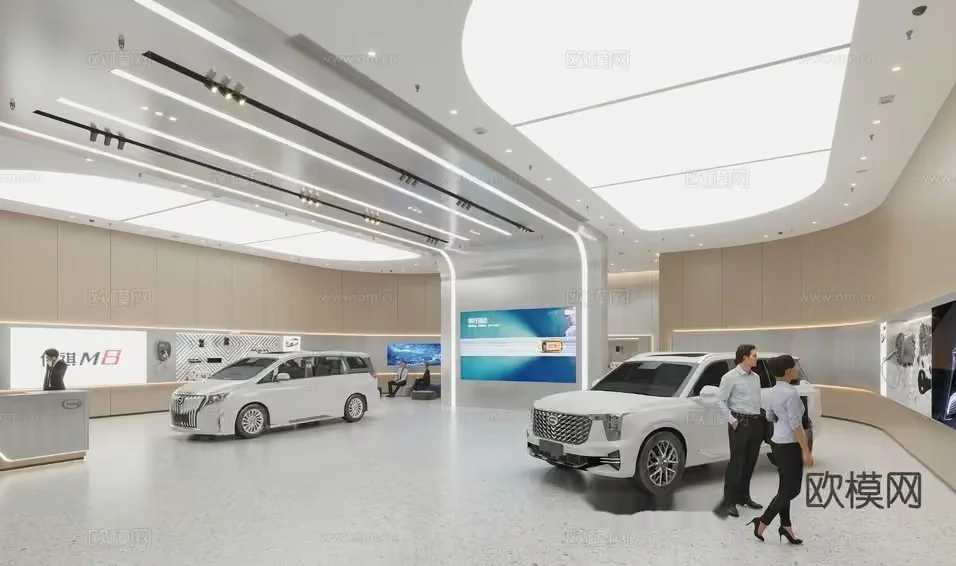 Modern Car Showroom 3D Model – 263 – CORONA Render