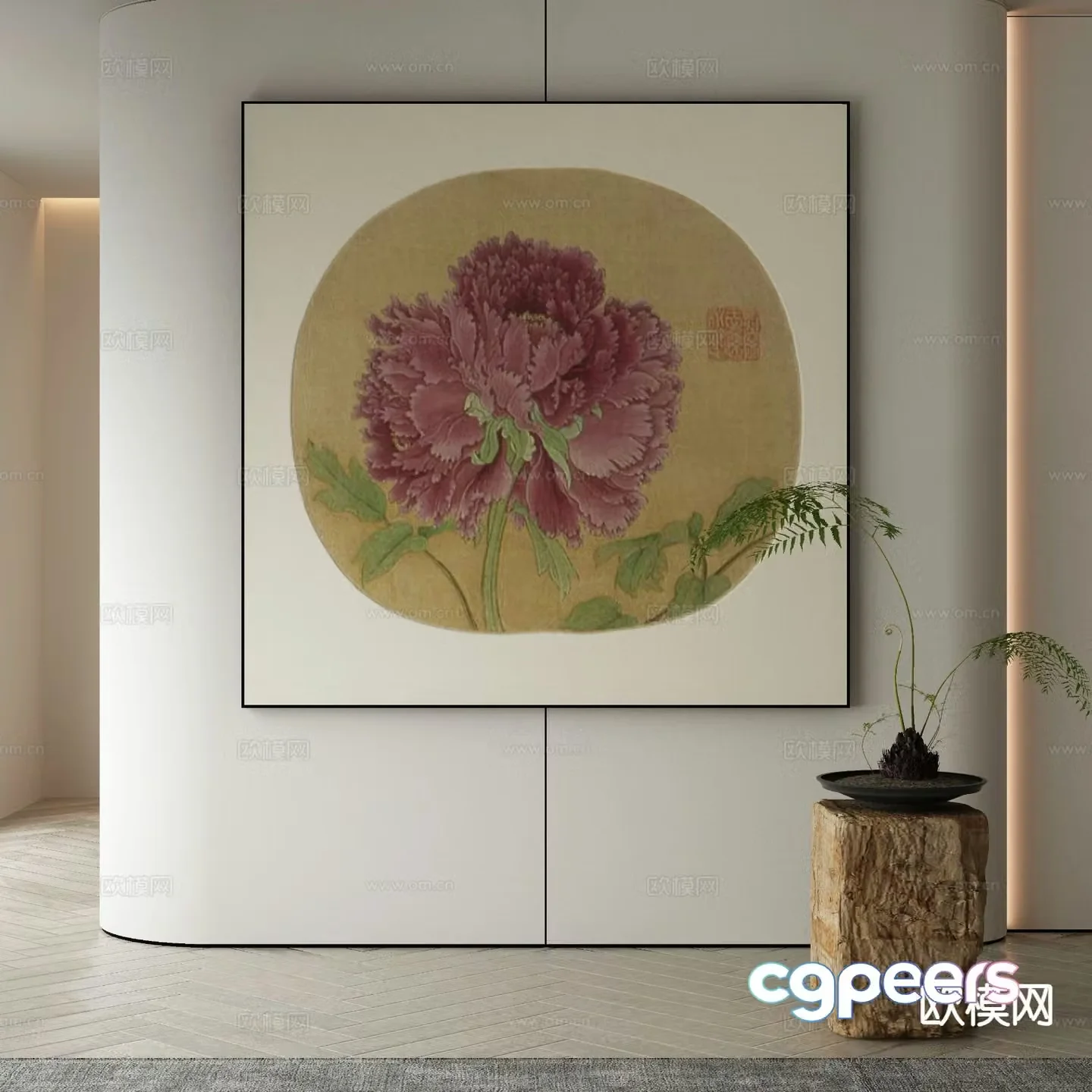 New Chinese style flower painting art painting decorative painting 3d model