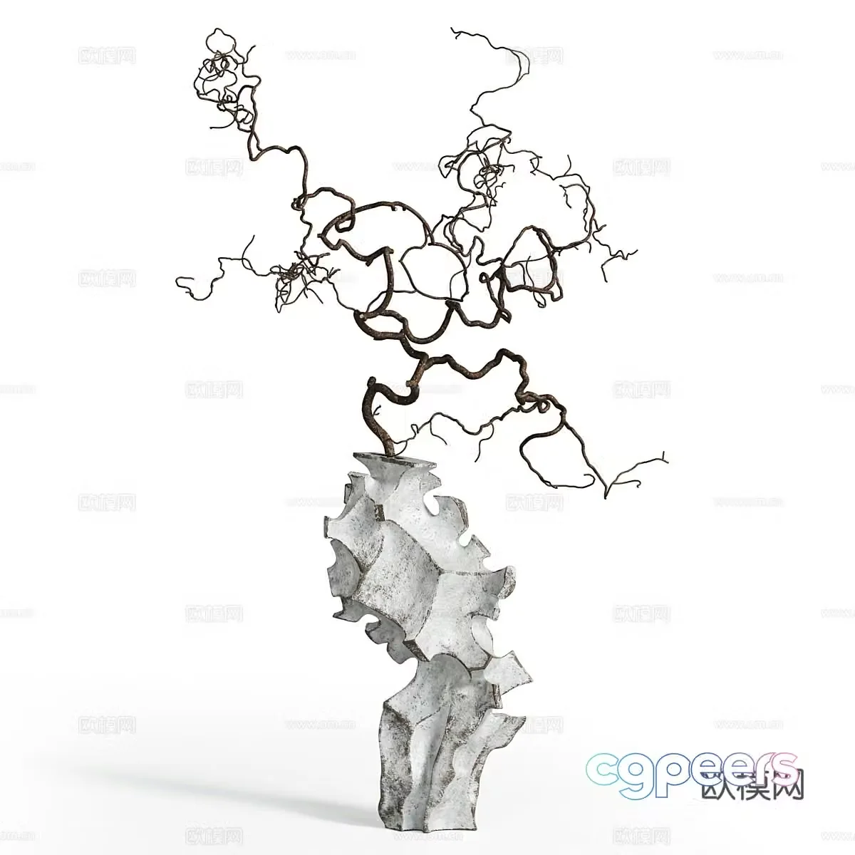 New Chinese style dry branch stone sculpture 3D model