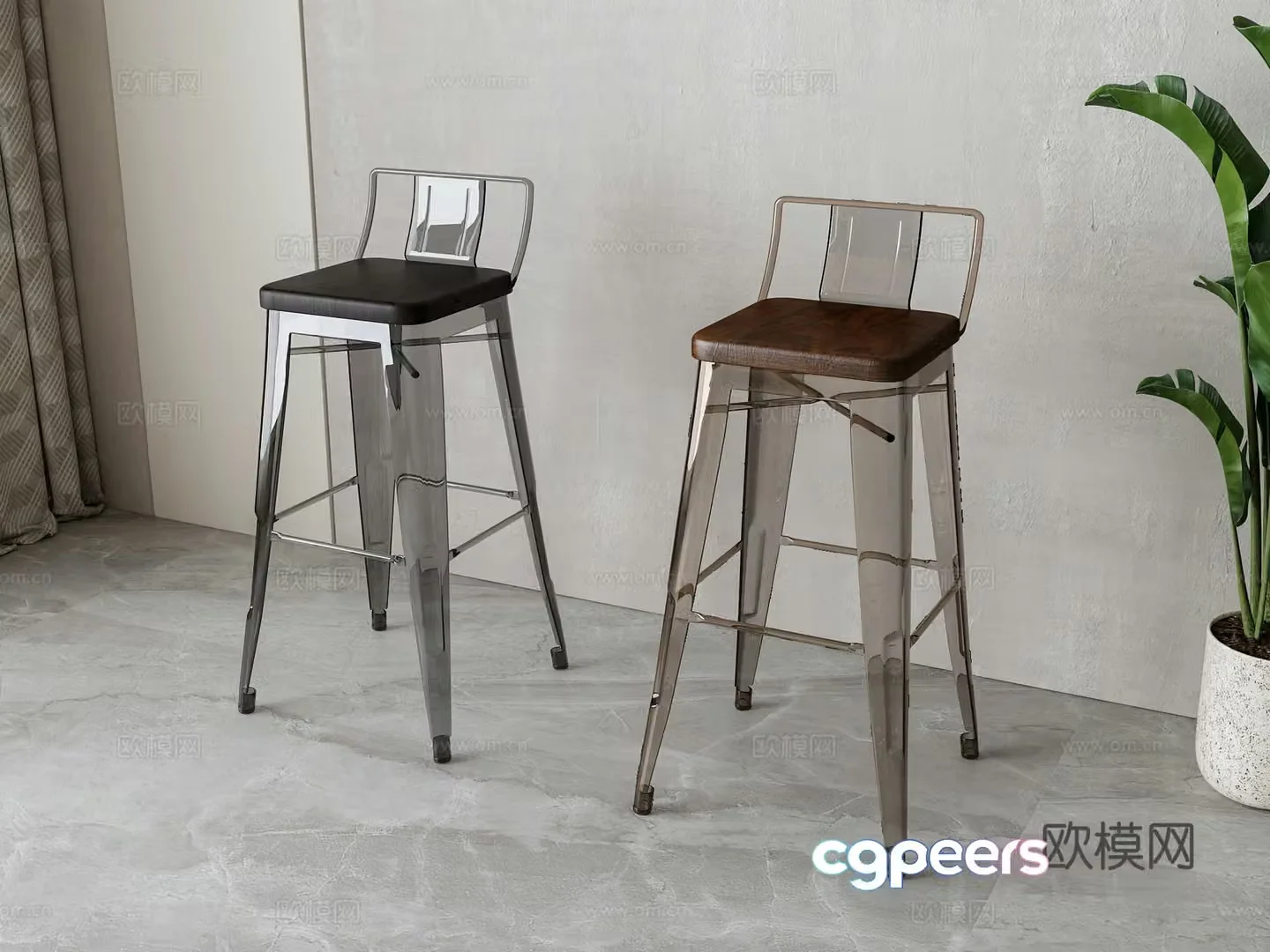 Modern acrylic bar chair 3d model