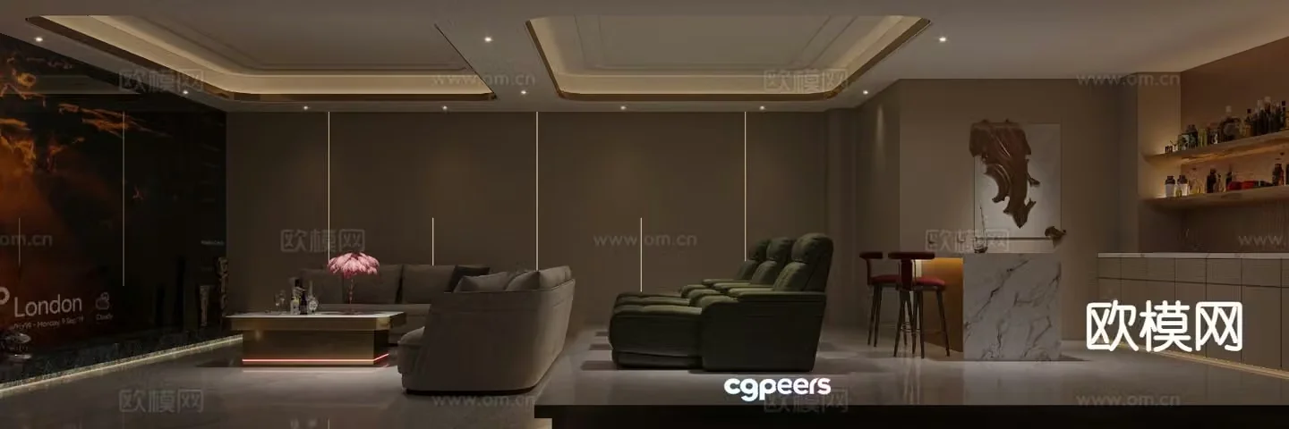 Modern audio-visual room 3d model