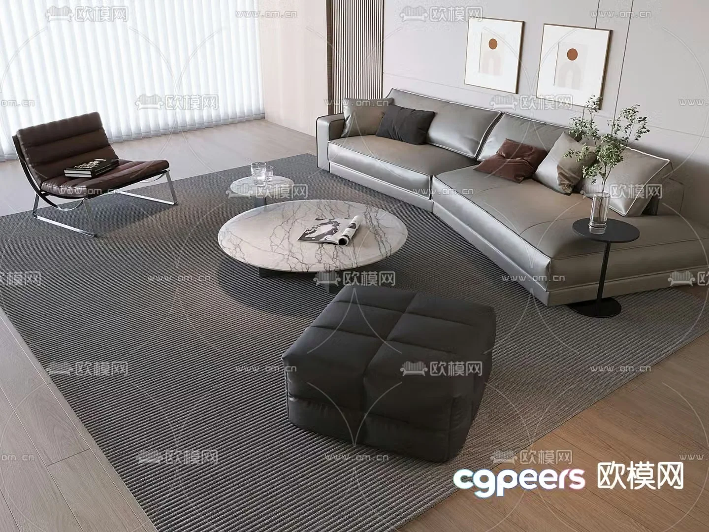 Modern modular sofa curved sofa 3d model