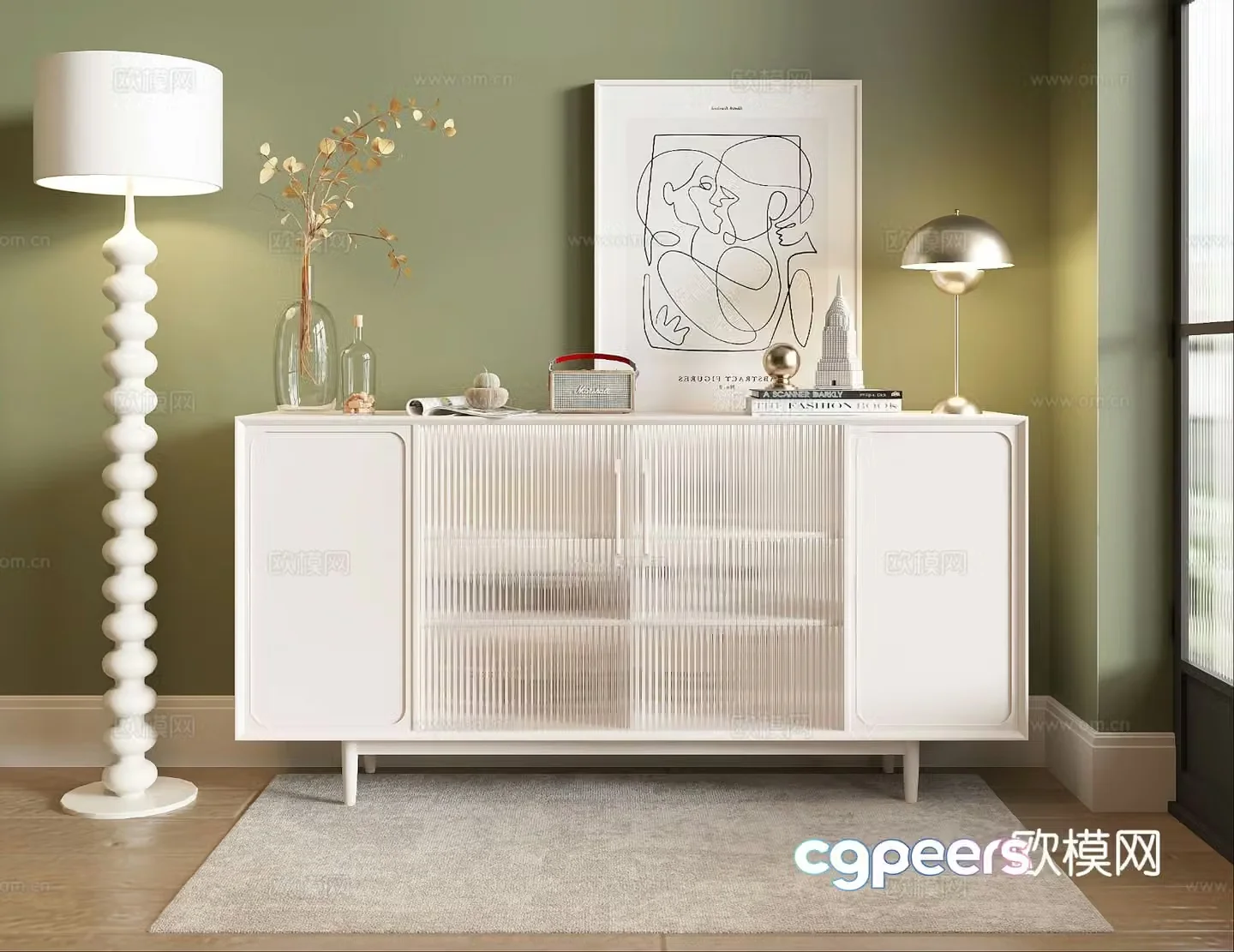 Cream style sideboard 3d model