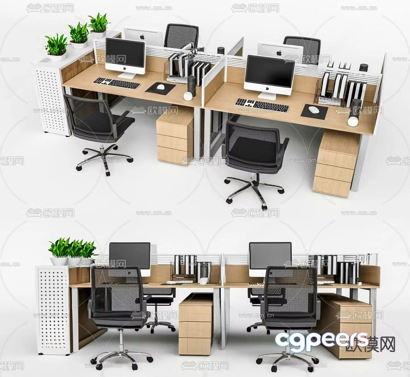 Office desk and chair position card space 3d model