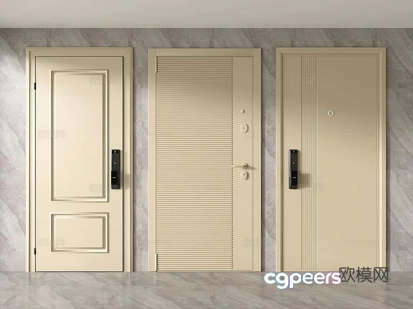 Modern entrance door security door steel door single-open security door armored door 3D model