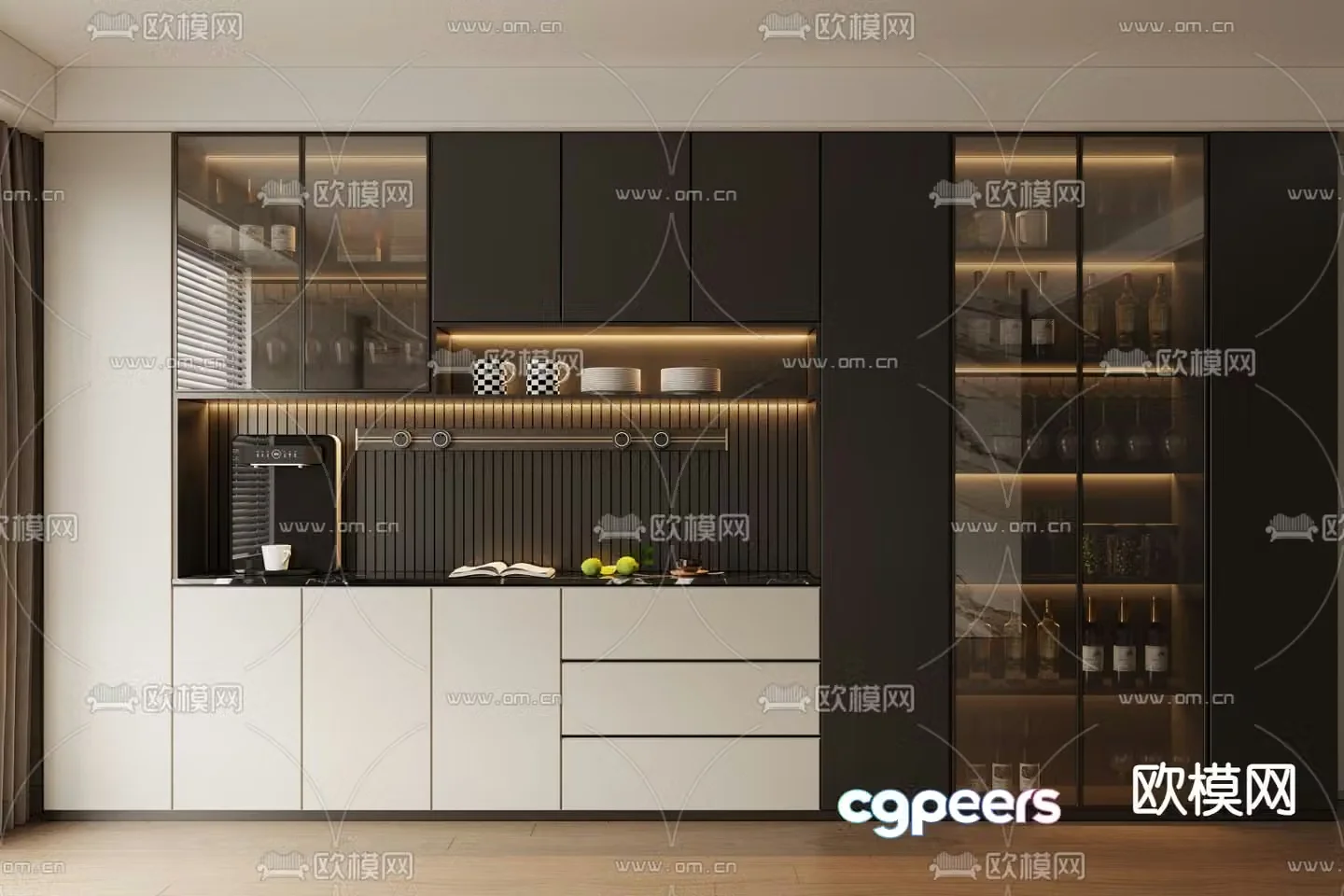 Modern wine cabinet sideboard 3d model
