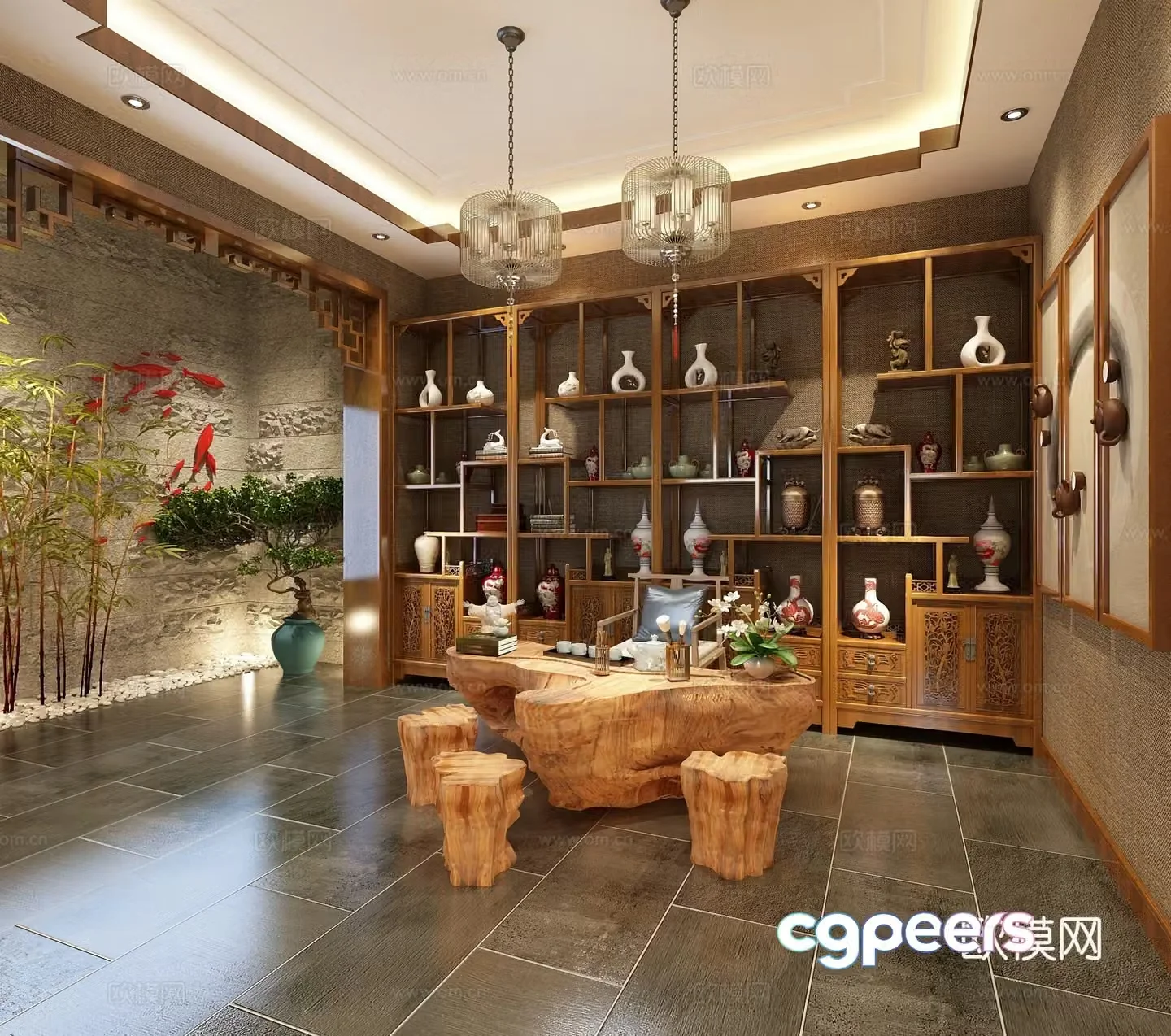 Chinese tea room 3d model